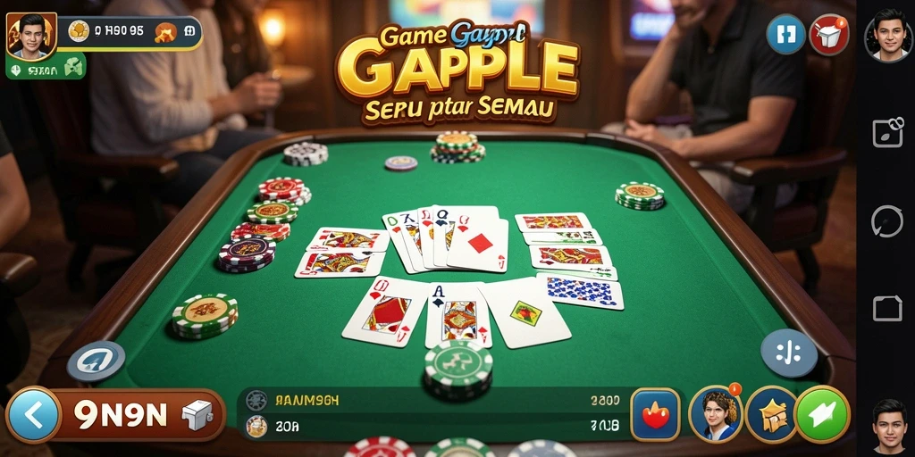 Screenshot gameplay 9N9N menunjukkan suasana kompetitif Gaple.