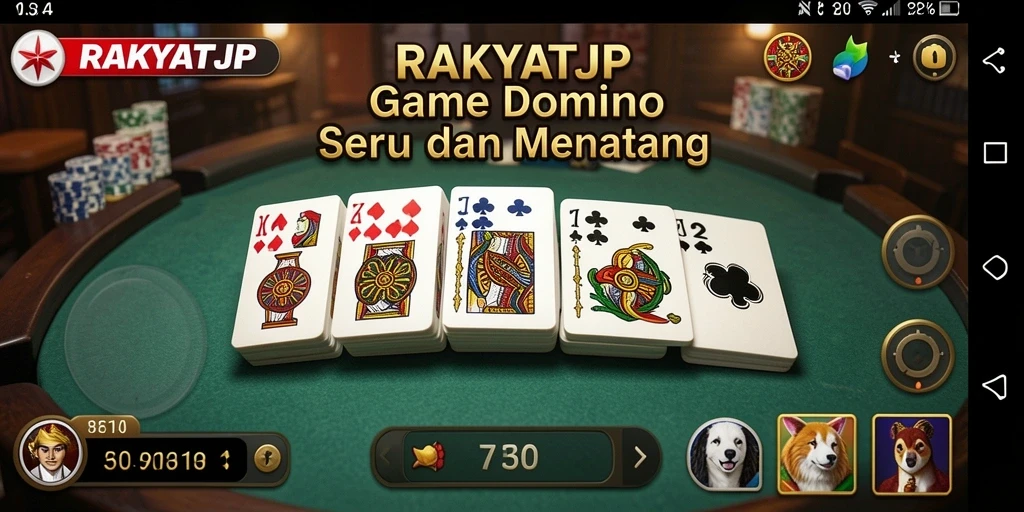 Tampilan gameplay RAKYATJP dengan aksi seru permainan Domino.
