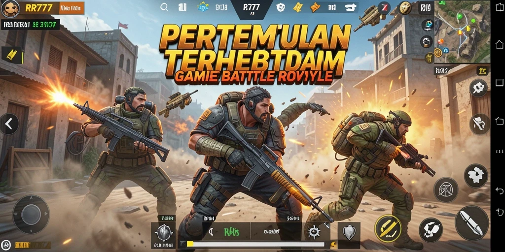 Tampilan gameplay RR777 yang menegangkan dalam pertempuran Battle Royale.