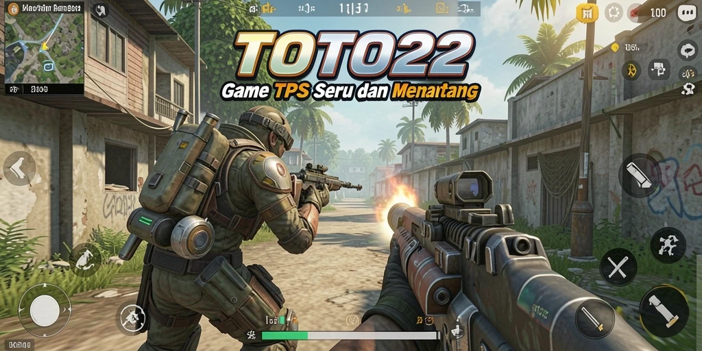 Screenshot gameplay TOTO22 menampilkan aksi seru dalam pertempuran TPS.